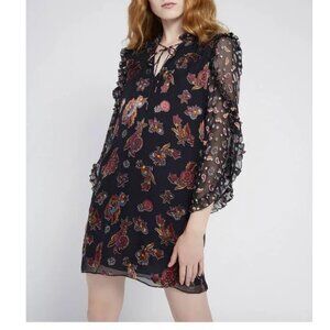 Alice + Olivia Julius Floral Ruffle-Sleeve Mini Shift Dress. Size S.